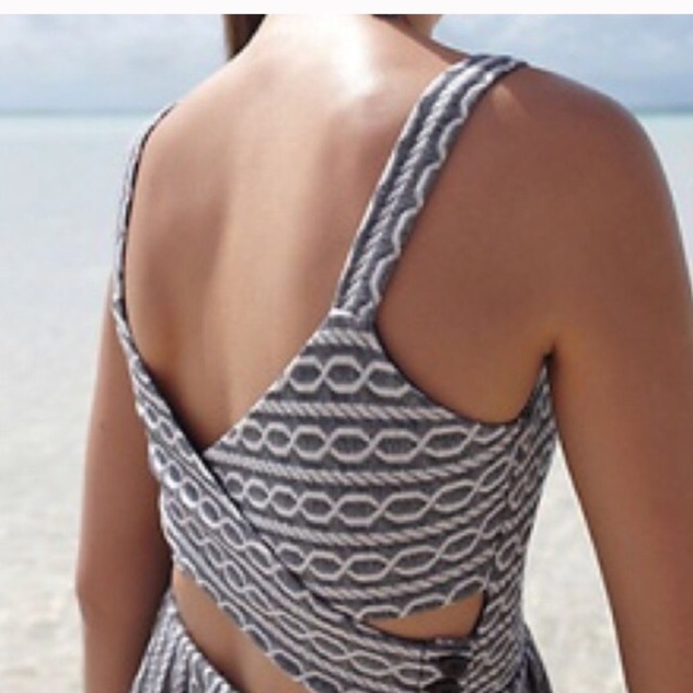 Anthropologie navy/white cross back dress